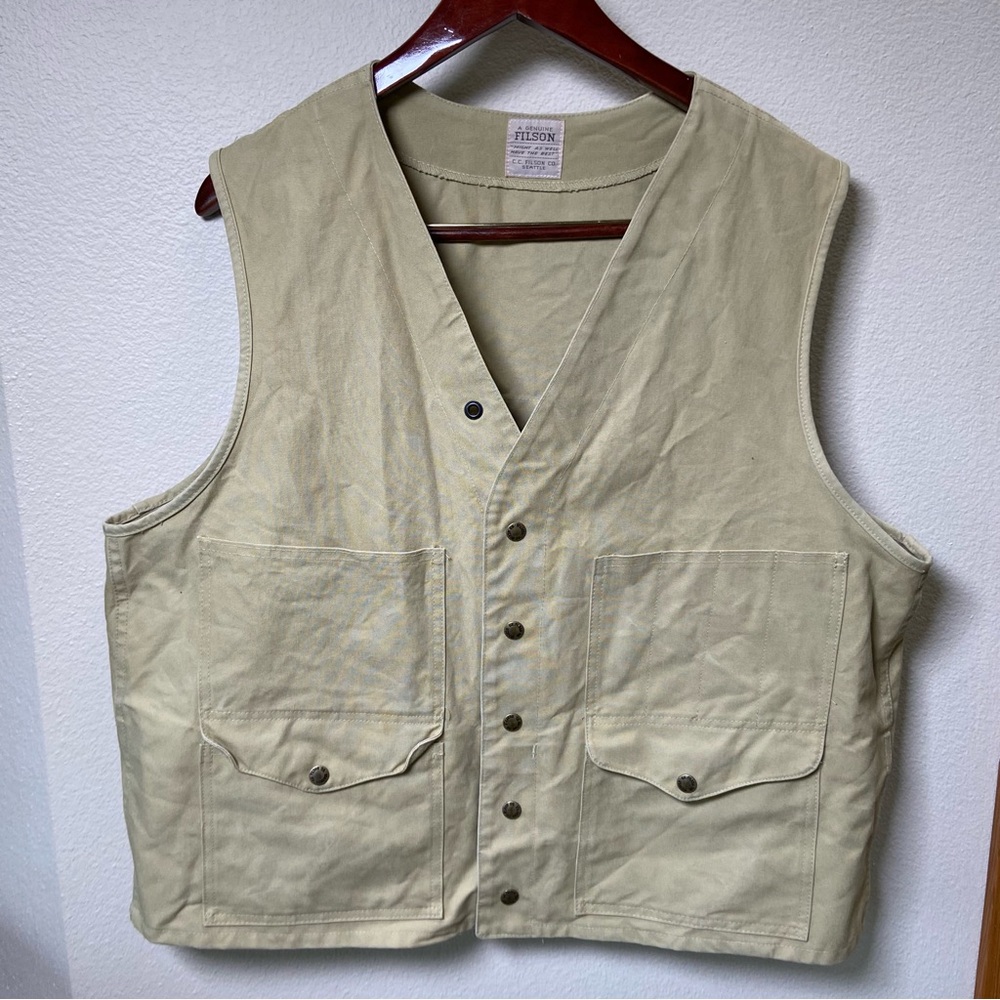 Filson Vintage Tan Canvas Utility Vest